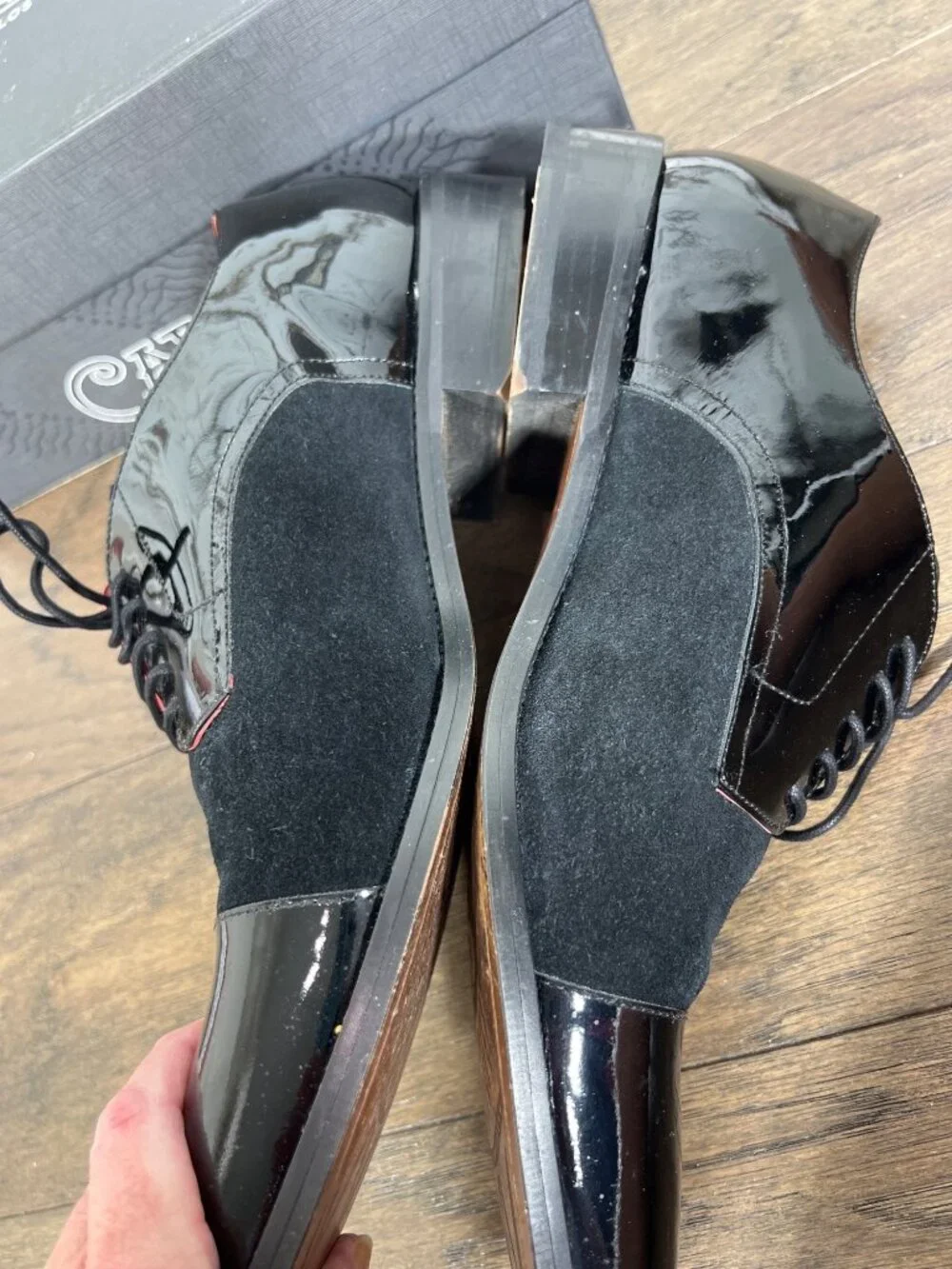 CARLOS BY CARLOS SANTANA West Cap-Toe Leather Derby Black Sz 14D EUC